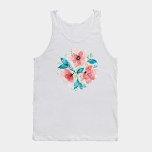 Watercolor Pink and Turquoise Botanical Arrangement 3 Tank Top